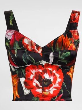 Dolce & Gabbana Flower print satin corset top